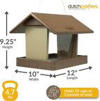 DutchCrafters Poly Hanging Hopper Bird Feeder, Large Hanging Bird Feeder for Outside, Outdoors - Amish American Made (Tudor Brown & Weatherwood)