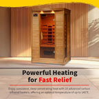 HEATWAVE Coronado 2 Person Hemlock Infrared Sauna for Home & Indoor Relaxation – With 5 Ceramic Heaters, Chromotherapy Lighting, Tempered Glass Door, Sound System, Ergonomic Backrests