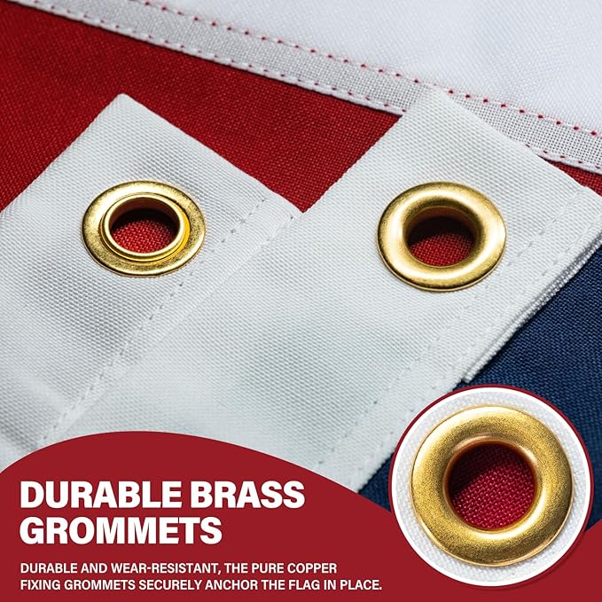 American Flag 3x5 ft for Outside, Tearproof Super Tough Series, Heavy Duty Spun Polyester, All Weather US Flag High Wind with Embroidered Stars, Brass Grommets, Ultra Durable USA Flags for Outdoor