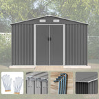 10X8 FT Outdoor Storage Shed, Lockable Doors, Tool Shed for Garden, Patio, Backyard, Lawn, Grey