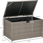 Outsunny 113 Gallon Deck Box, Rattan Outdoor Storage Box, Waterproof Storage Container for Indoor, Patio Furniture Cushions, Pool Supplies, Garden Tools, Gray