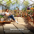 8x14FT Greenhouses for Outdoors, Polycarbonate Green House with UV Protection, Heavy Duty Greenhouse with Windproof Aluminum Frame, Roof Vent & Quick-Install Design for Backyard or Garden Use