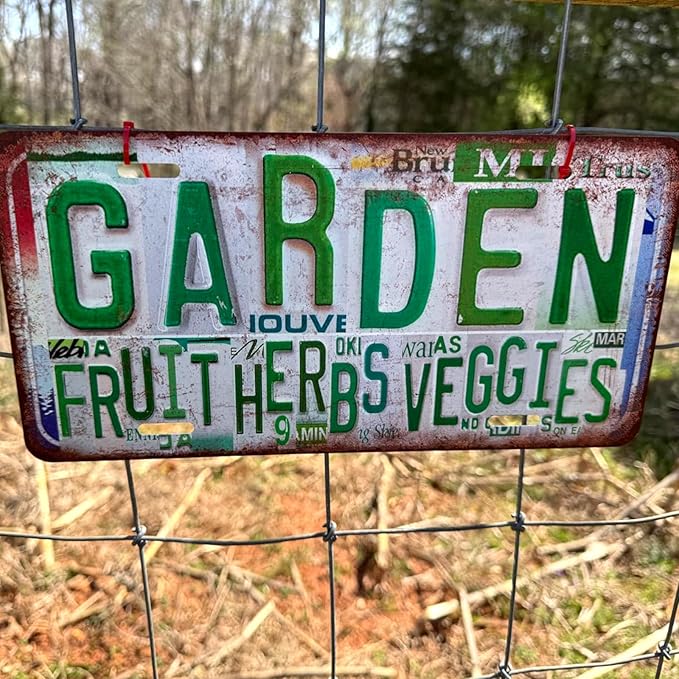 Vintage Garden Metal Tin Sign License Plate Wall Decor for Garden Lover 12 x 6 Inches - grown with love