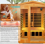 Outdoor Sauna 2 Person Infrared Saunas for Home, Low Emf Infrared Sauna Dry Sauna for Home 1750W Sauna Outdoor LED Reading Lamps, Chromotherapy Lights,81.10 * 46.4 * 36.2Inch