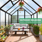 Outdoor Polycarbonate Greenhouse 10x6x6 FT Heavy Duty Aluminum Frame Outsides Green House Kit with Transparent Panels Windows Door for Backyard Garden, Walk in Plant Greenhouses,Black Thick Frame