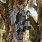 Solar Garden Decor Dragon Tree Hugger Garden Statues Lawn Ornaments for Outside Balcony Yard Whimsical Art Outdoor,Medieval Fantasy Halloween Decor