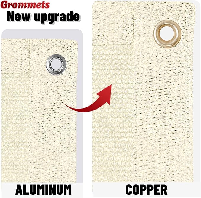 SUNNY GUARD Shade Cloth Custom Size 8x24 FT Sun Shade Screen Fabric Shade Cover Tarp with Grommets for Pergola Backyard Garden, Butter Cream(We Customized)