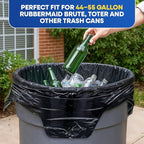 64-65 Gallon Trash Bags Heavy Duty with Flap Ties Extra Large Garbage Bags 2 Mil Outdoor Trash Bags 43 x 49 Trash Can Liners, Black Pack of 120, 6 Boxes of 20 Bags