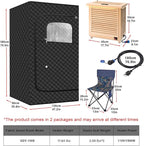 Portable Infrared Sauna Tent, Dry Sauna Box with 1500W Graphene Heater and 2 Chairs, Smart Touch and APP Control, 1-2 Person Full Body Sauna Kit for Home Spa Relaxation
