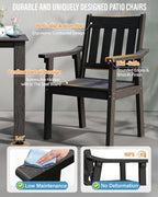 YEFU HIPS Patio Table Set: 7 Piece Outdoor Table and Chairs Dining Furniture Set with Umbrella Hole - Black Modern Plastic Dining Sets 6 Person for Outside Deck with Metal Aluminum Frame
