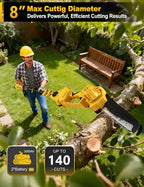 8" Pole Saw Cordless + 20" Pole Hedge Trimmer 4-in-1, Electric Mini Chainsaw/Hedge Trimmer with Extension Pole, 15Ft Max Reach for Tree Trimming and Shrubs Pruning, 2×3.0Ah Battery