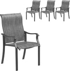 UDPATIO Outdoor Dining Chairs Set of 4, High Back Wide Seat Patio Furniture Chairs with All Weather Breathable Textilene, for Lawn Garden Backyard, Dark Grey