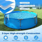 GYMAX 10ft x 30in Metal Frame Above Ground Swimming Pool, Outdoor Backyard Famliy Pool Set with Puncture-Resistant Fabric, Drainage Valve Connector for Kids & Adults (10' x 30", Round, Blue)