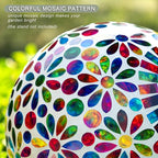 VOREEN 10" Mosaic Glass Gazing Ball with Solar Light, Outdoor Solar Gazing Globe, Handmade IP44 Waterproof Garden Decor Sphere for Patio Yard, Ideal Gift for Mom Wife Friend, Colorful Daisy Design
