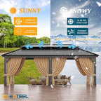 HOTEEL 12x20 Gazebo with Metal Roof Heavy Duty Hardtop Gazebo with Flame-Retardant Curtain & Netting, Hot Tub Gazebos with Galvanized Steel Double Roof, Outdoor Canopy for Patio, Party (2025 Upgraded)