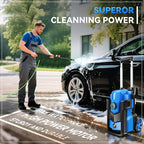 Pressure Cleaner, 5000 PSI 4.0 GPM Heavy Duty Power Cleaner, with 4 Nozzles,Foam Cannon,33FT Hose Reel and 500ml Soap Bottle for Home/Cars(Blue)