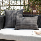 Kevin Textile Outdoor Waterproof Throw Pillow Covers Pack of 2 Farmhouse Decorative Cushion Covers for Garden Patio Tent Balcony Bench Couch Sofa 12x20 Inch, Dark Grey