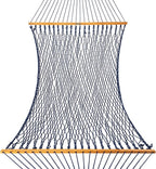Original Pawleys Island Large Navy DURACORD Rope Hammock with Extension Chains & Tree Hooks, Handcrafted in The USA, 450 LB Weight Capacity, 13 ft. x 55 in.