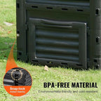 VEVOR Garden Compost Bin 80 Gallon, BPA Free Composter, Large Capacity Outdoor Composting Bin with Top Lid and Bottom Door, Easy Assembling, Lightweight, Fast Creation of Fertile Soil