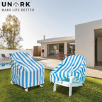 Adirondack Chair Covers Waterproof, Patio Chair Covers, Water Resistant Outdoor Furniture Protection, Heavy Duty With Air Vents, 30W 33D 33H Inches, Blue and White Stripe Pattern