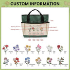 Personalized Garden Tools Set for Women: Custom Text Garden Tool Bag and Garden Shovel & Transplant Shovel & Hand Rake - Gardening Gifts for Mom Grandma Gardening Lover (4 Flowers)
