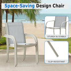 Outdoor Dining Chairs Set of 6, Stackable Patio Chairs with Textilene Fabric, Lightweight Garden Chairs for Poolside, Backyard, Camping, Beige