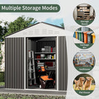 6x4.9 FT Outdoor Storage Shed - Metal Storage Shed for Garden Backyard Steel Outdoor Shed with Updated Frame Structure for Patio Lawn Metal Tool Shed