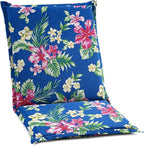 BrylaneHome Hinged Back & Seat Cushion - 21.5" H Seat Back - Patio & Outdoor - Water, Stain & Fade Resistant - Cobalt Tropicana