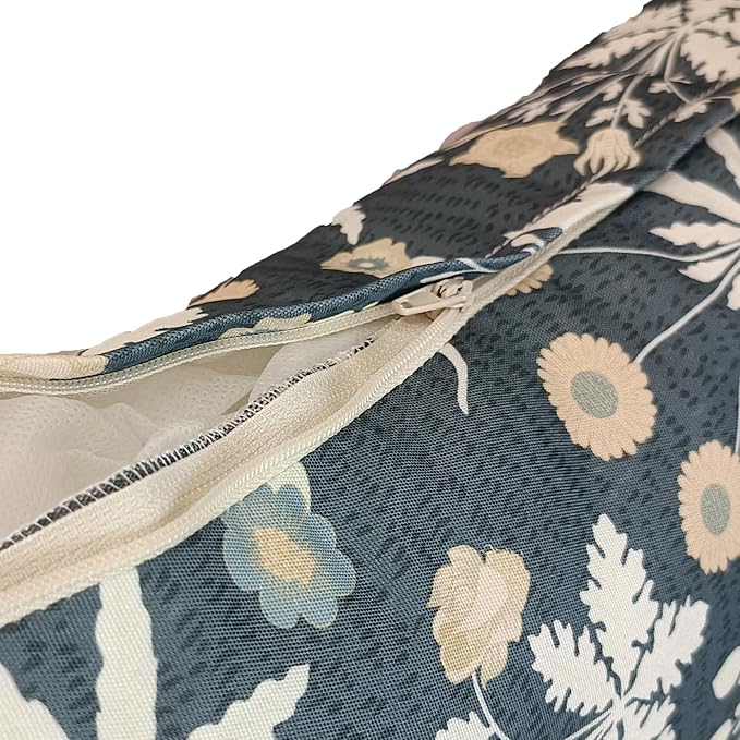 ADLIVWYD Lumbar Pillows for Indoor Outdoor uses,Waterproof Removable Cover with Zipper Outdoor Pillows Set of 2 for Patio Furniture,12×20 Inch (Charcoal Floral)