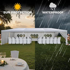 Devoko 10'x30' Heavy Duty Outdoor Canopy Tent, Waterproof Wedding Party and Events Tent with UV Protection & Sidewalls, Wind Resistant Portable Gazebo for Backyard, Patio, White