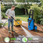 DUMOS Electric Pressure Washer, High Pressure Cleaning Machine with Foam Cannon, 2.0 GPM Power Washer with 5 Quick Connect Nozzles for Fences Decks Patios