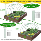 60Pcs Greenhouse Hoops Grow Tunnel Wide, 8FT Rust-Free Fiberglass Support Garden Hoops Kit for Raised Beds Plant Cloth Row Cover Netting-DIY Plant Support Garden Hoop for Netting-40Pcs Clips