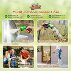 Flexi Hose with 8 Function Nozzle, 75FT - Lightweight Expandable Garden Hose, No-Kink Flexibility, 3/4 Inch Solid Brass Fittings and Double Latex Core