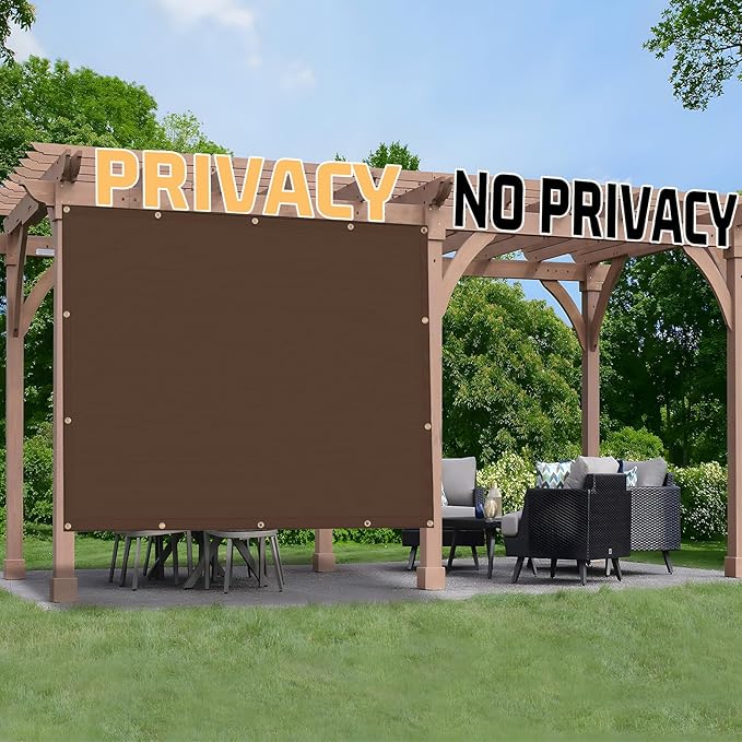 SUNNY GUARD Shade Cloth Custom Size 10x17 FT Sun Shade Screen Fabric Shade Cover Tarp with Grommets for Pergola Backyard Garden, Brown(We Customized)