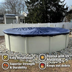 15’ ft. Premium Round Pool Winter Cover for Above Ground Pools – 10-Year Warranty, Cold and UV Resistant, Weatherproof and Durable, Winch & Cable Included