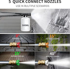 2025Upgraded Pressure Washer 5000PSI with Adj-8-Level Touch Screen, 34" Tall Power Washer, 4 Quick Connect Nozzles, Inlet Hose&Filter&500mlFoam Cannon for Cars/Fences/Driveways/Home Cleaning, Red