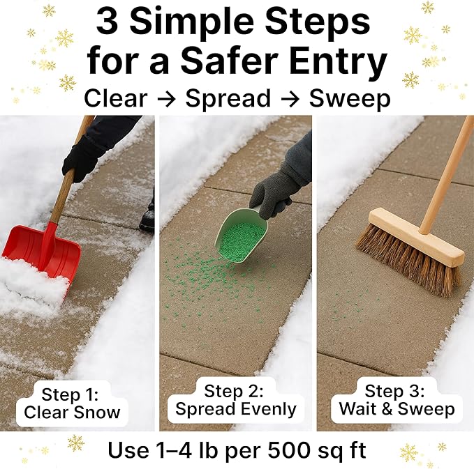 Thawtful Pet Safe Ice Melt – Pet Friendly Ice Melt, Snow Melt – Green Granules with CMA, Melts to −12°F (−24°C) - Driveway Salt & Sidewalk Salt for Ice (5 qt. - 10.6 lb.)