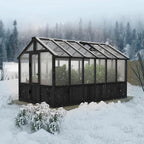 BlueWish 6x12FT Greenhouse, Greenhouse for Outdoor with Cedar Frame, Adjustable Vent, Wood Greenhouses with Polycarbonate Panel, Green House for Outside, Garden, Backyard, Black