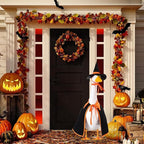 Halloween Porch Goose Outfit Set for 23'' Plastic Statue Lawn Porch Goose Clothes with Cloak Hat Costume for Indoor Outdoor Patio Yard Lawn Art Decor(Orange)