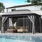 LAUSAINT HOME Outdoor Patio Gazebo 10'x13' with Expansion Bolts, Heavy Duty Party Tent & Shelter with Double Roofs, Mosquito Nettings and Privacy Screens for Backyard, Garden, Lawn, Smoke Grey