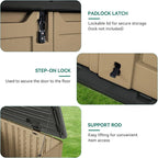 YITAHOME Extra Large Outdoor Horizontal Storage Shed, 4.5x4ft Resin Tool Sheds w/o Shelf, Easy to Assemble Waterproof Storage for Trash Cans, Garden Tools, Lawn Mower, Lockable, Brown