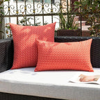 Kevin Textile Outdoor Waterproof Throw Pillow Covers Pack of 2 Farmhouse Decorative Cushion Covers for Garden Patio Tent Balcony Bench Couch Sofa 12x20 Inch, Red