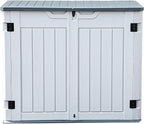 DWVO Outdoor Weather-Resistant Horizontal Storage Shed, 35 Cu Ft Capacity, Lockable and Waterproof, Suitable for Storing Garden Tools, Light Gray