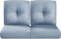 Pop 22x25/22x24 Outdoor Seat Cushions Set of 2 - Comfortable High Back Water-Resistant Patio Wicker Chairs Cushion for Dining Rocker Glider Loveseat Couch Sectional Sofa - Baby Blue/Button