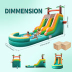 Inflatable Water Slide for Kids & Adults, 26FT 100% PVC Waterslide with Big Splash Pool, Widen Slide with Shallow Pool, 950W Air Blower, Ideal for Backyard, Park (Green Coconut Tree Design) 2