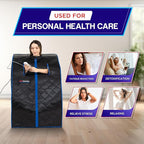 TopMaster Foldable Infrared Sauna, Portable Sauna for Home, Sauna Tent Sauna Box Portable, Indoor Portable Sauna with Foldable Chair, Wired Controller - Sauna Box for Home 1050W Power, Max 140°F Black