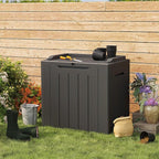 Patiolife 30 Gallon Resin Deck Box, Small Outdoor Storage for Garden Tools, Pool Supplies, Waterproof and Lockable, Black