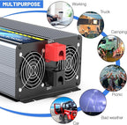24V 4000W Pure Sine Wave Inverter 24V DC to 110V/120V AC Converter with 4AC Outlets, 5V/3.4A USB, Remote Control with on-Screen Display, Off-Grid Solar Power Inverter for Truck, Home, Vehicles, RV