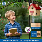 Wren Bird House, Premium Wooden Bird Houses for Outside, Classic Cabin Design Birdhouses for Outdoors, Hanging Bird House, Red-Breasted Nuthatch Wren Chickadee