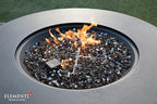 Elementi+ | Bundle Nimes Gas Fire Pit Cast Concrete 40" Dia. Round Fire Table, Outdoor Fire Pit Electronic Ignition | Canvas Cover, Fire Glass and Burner Lid Included | Dark Gray | Natural Gas